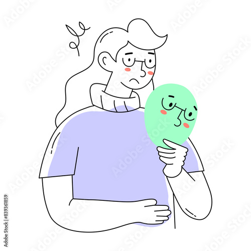 An editable doodle mini illustration of imposter syndrome