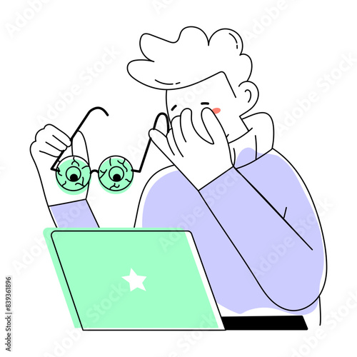 Ready to use doodle mini illustration of itchy eyes 