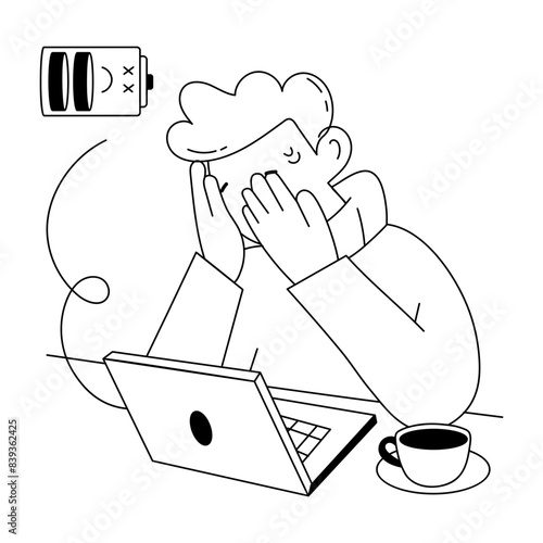 A customizable doodle mini illustration of fatigue