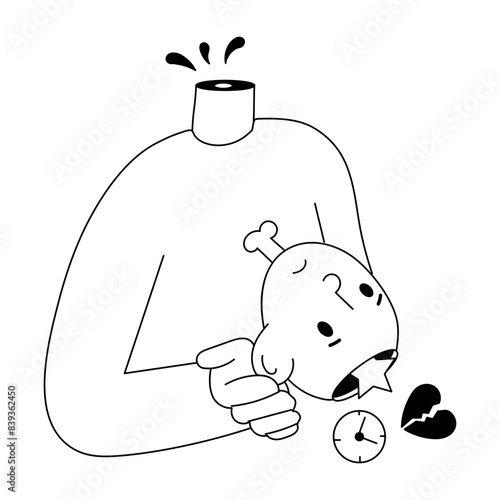 Easy to use doodle mini illustration of depression 