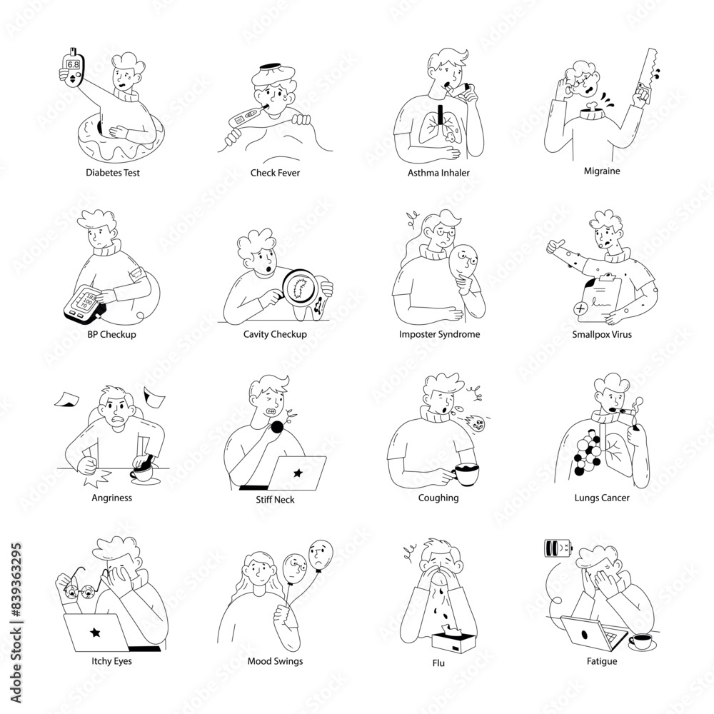 Collection of Disease Symptoms Doodle Mini Illustrations
Collection of Disease Symptoms Doodle Mini Illustrations