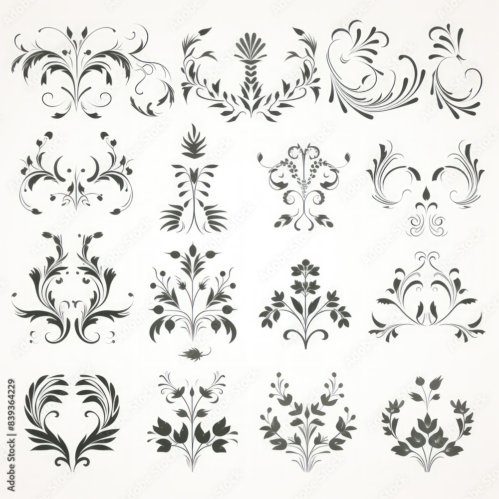 illustration floral decorative elements set illustration floral decorative elements set