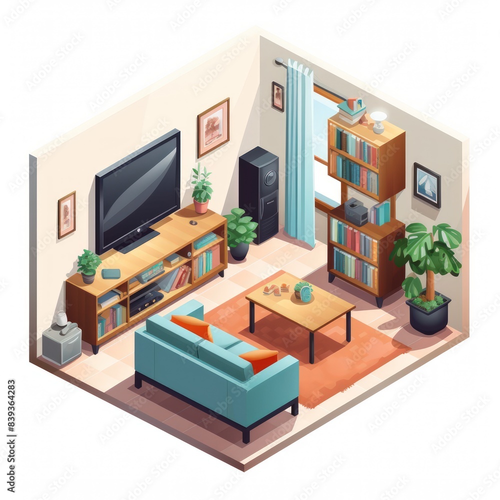 Isometric home rooms with furniture. Isometric home rooms with furniture.