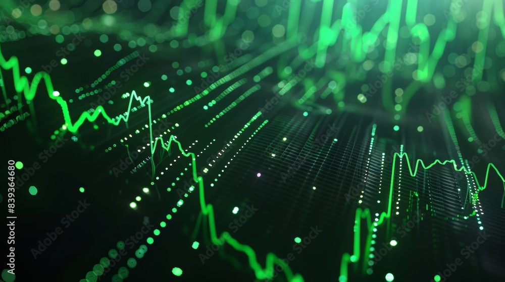black background, quant, green trading lines black background, quant, green trading lines