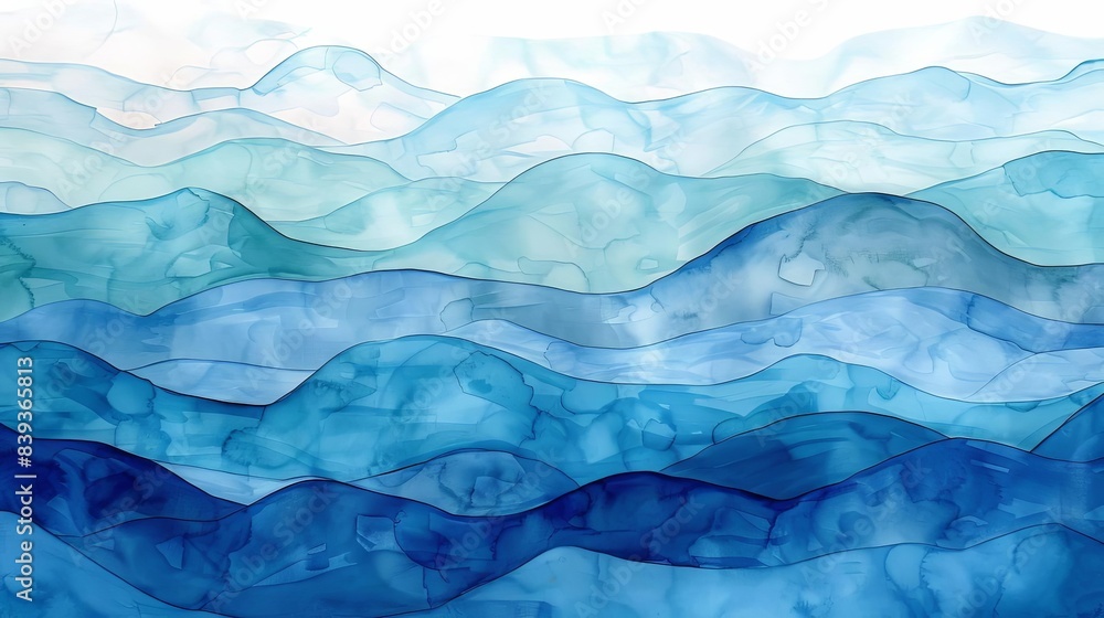 vibrant watercolor ocean waves in shades of blue and aqua abstract seascape illustration vibrant watercolor ocean waves in shades of blue and aqua abstract seascape illustration