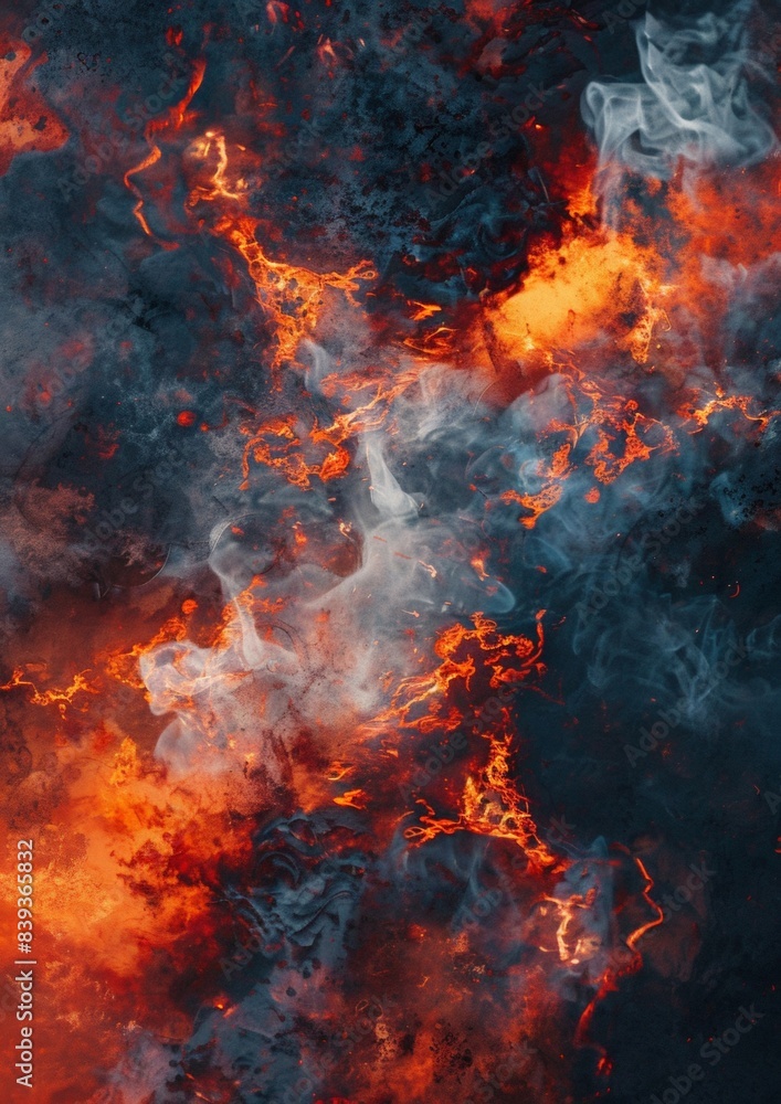 Realistic depiction of molten volcanic lava flows. Black red lava texture background. Natural disaster concept. Realistic depiction of molten volcanic lava flows. Black red lava texture background. Natural disaster concept.