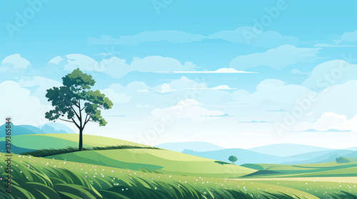 illustration of landscape with mountains and trees
