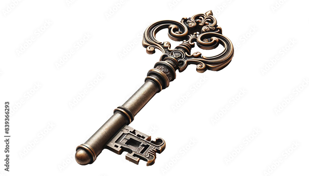 Old antique skeleton key isolated on transparent or white background Old antique skeleton key isolated on transparent or white background