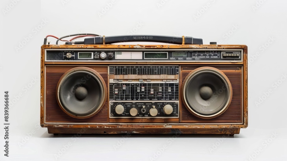 Obraz premium vintage 1980s boombox radio isolated on white hip hop culture high resolution
