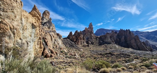 rocky formation monuments in natural park of Teide tenerife