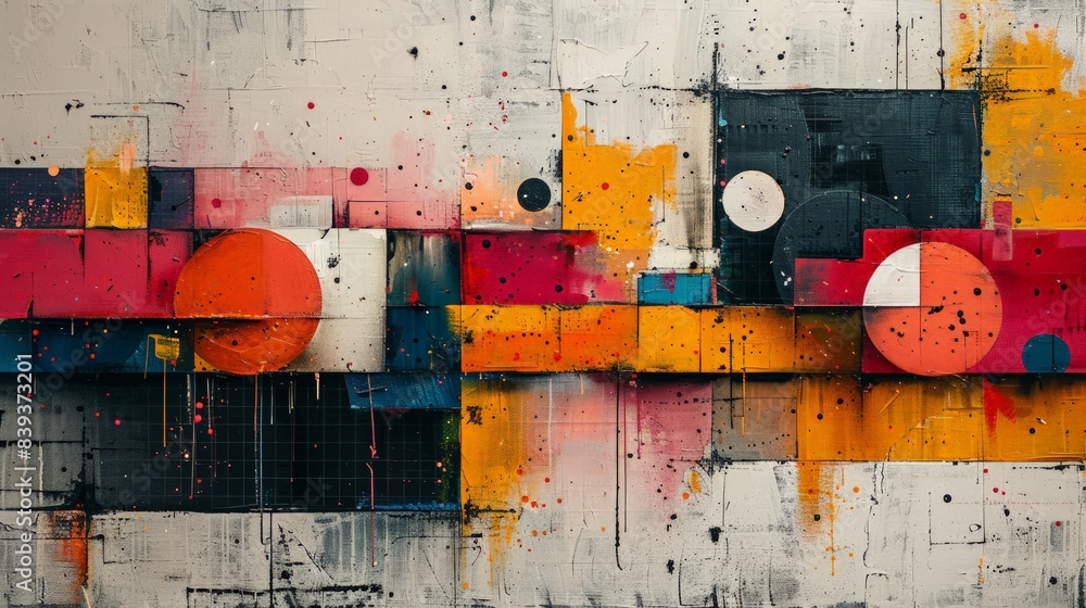 Fototapeta premium Abstract Art Piece: isolated on a beige background, highlighting its vibrant colors and modern aesthetic.