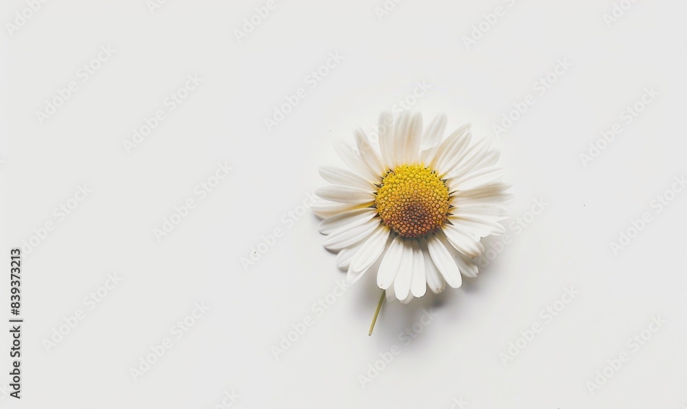 Obraz premium Serene Single Daisy: High-Contrast Realism in Perfect Bloom on White Background