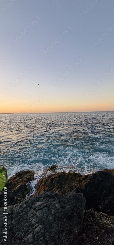 rocky shore and beautiful sunset in tenerife rocky shore and beautiful sunset in tenerife