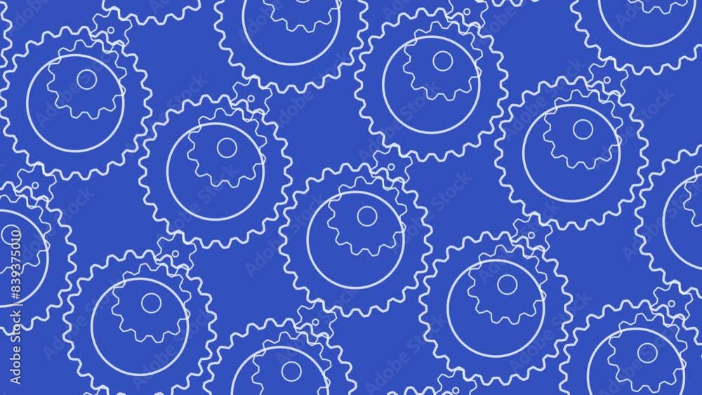 Rotating gears blueprint background. Seamlessly looping animation. 2d flat motion graphic. Rotating gears blueprint background. Seamlessly looping animation. 2d flat motion graphic.