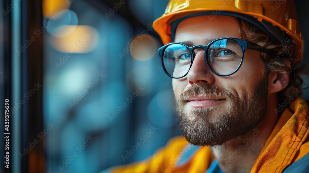 Confident Engineer with Helmet: Capture a confident engineer wearing a safety helmet, isolated on a light blue background. Confident Engineer with Helmet: Capture a confident engineer wearing a safety helmet, isolated on a light blue background.