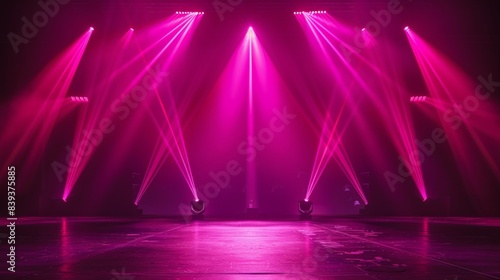 Live stage  pink laser beam on black background