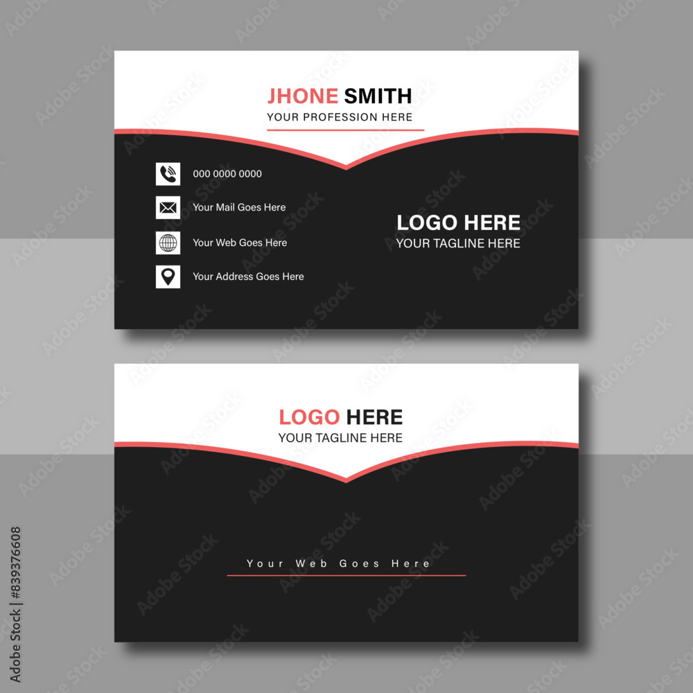 Fototapeta premium Creative modern Corporate Business card design template, Clean professional business card template, visiting card, business card template for business and personal use. Vector illustration design, 