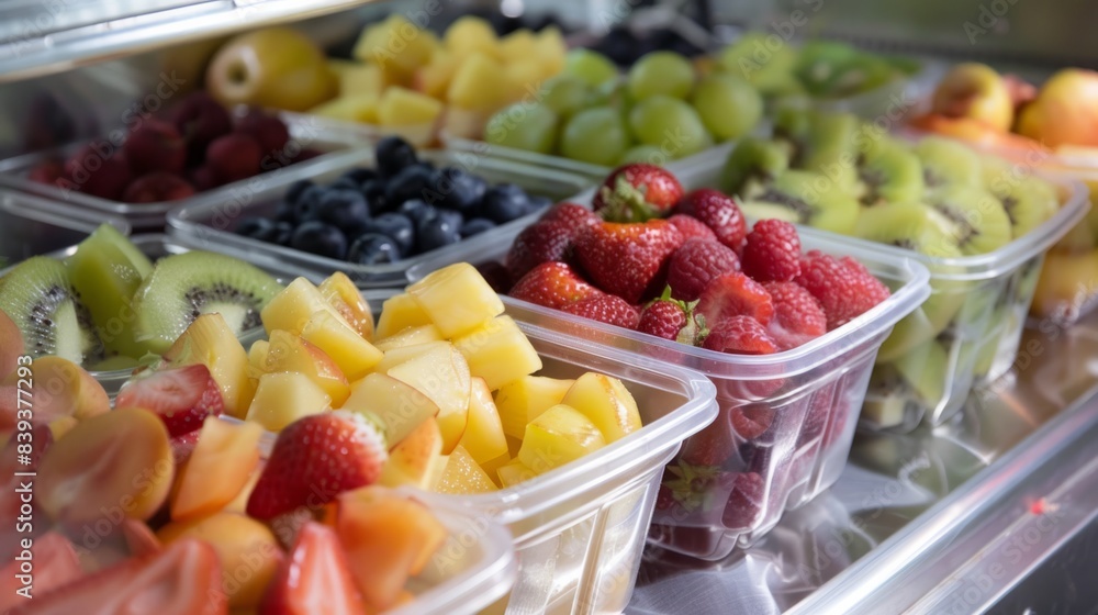 Assortment of fruits prepared in containers generative ai Assortment of fruits prepared in containers generative ai