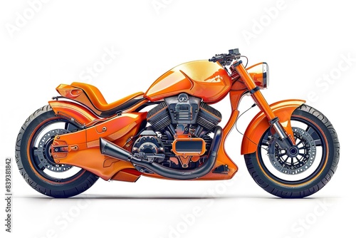 White backdrop with an orange motorbike isolated. Generative Ai