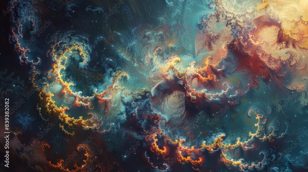 Obraz premium Abstract composition showcasing intricate fractal patterns and shapes