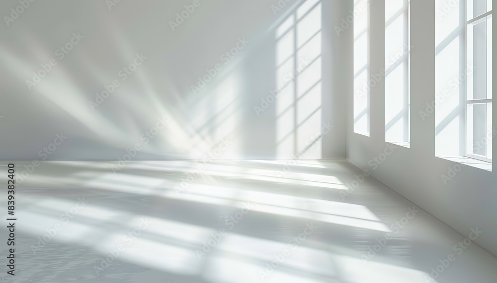 Obraz premium white background with light shades and invisible lines lights and shadow play on white wall of empty room