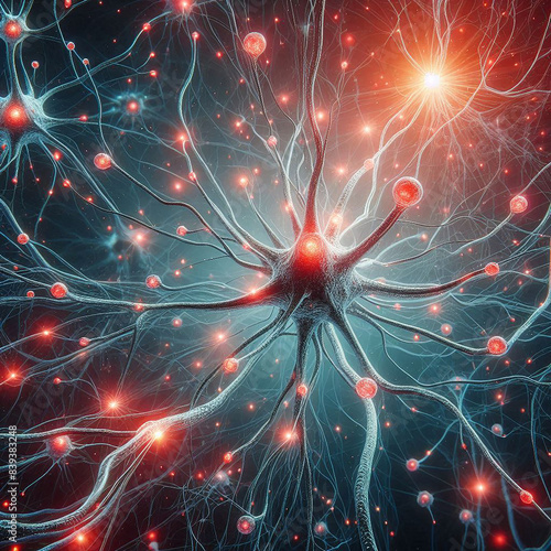 3D of rendering of the nervous system and the nervous system in the brain photo