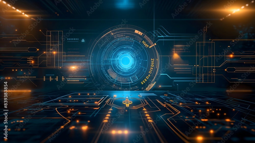 Futuristic Digital Interface with Holographic Elements Futuristic Digital Interface with Holographic Elements