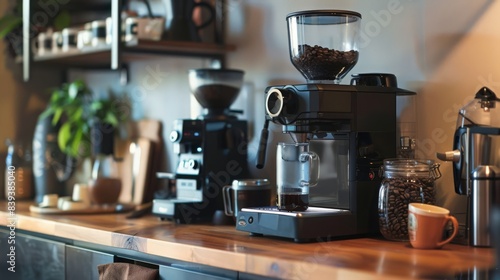 Imagine a morning routine featuring a coffee grinder, beans, and a drip coffee maker, with the satisfying sound of brewing and the promise of a fresh, hot cup. © wicha