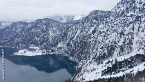 Attersee in Winter, Upper Austria, Austria, Drone Footage, Panoramic View