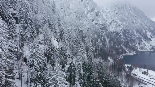 Attersee in Winter, Upper Austria, Austria, Drone Footage, Snow-Covered Mountains