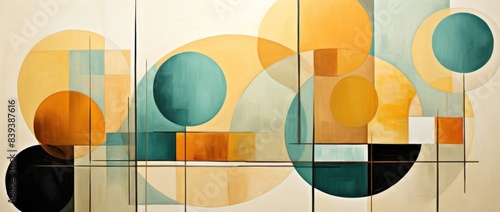 Constructivist art, featuring bold geometric shapes, lines, and a dynamic composition