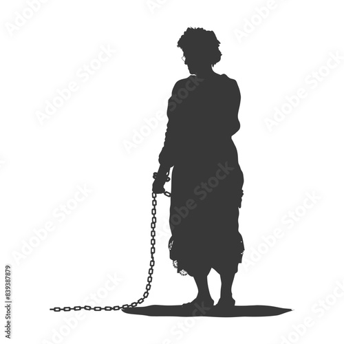 Chained Silhouette: Enslaved Woman, Historical Oppression, Isolated.