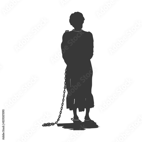 Chained Woman: Silhouette of Oppression, Burdened Figure.