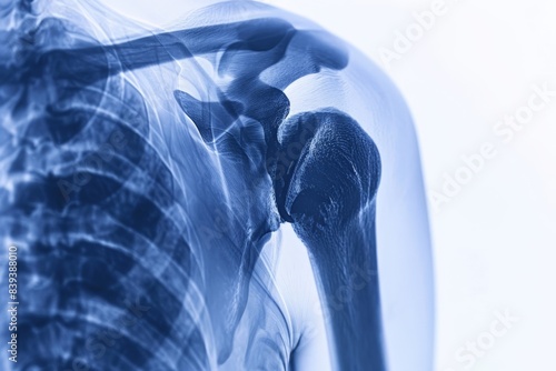 x-ray of a dislocated shoulder, emphasizing joint displacement, orthopedic evaluation 