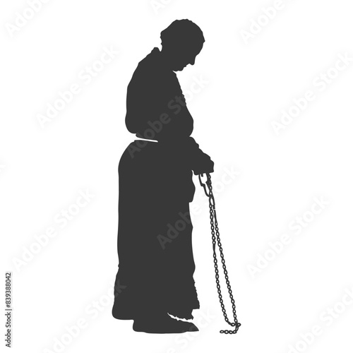 Monk's Silhouette: Contemplation with Rosary Beads.