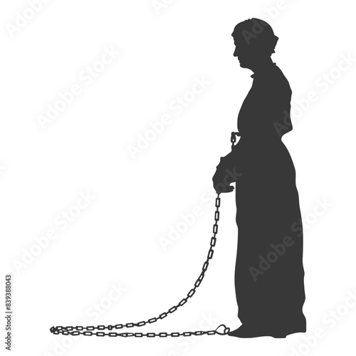Chained Woman Silhouette: Burdened, Isolated, Historical Figure.