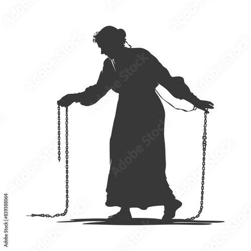 Woman's Silhouette Holding Chains, Burdened & Restrained, Vintage.
