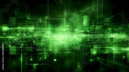 Futuristic Green Digital Circuit Background