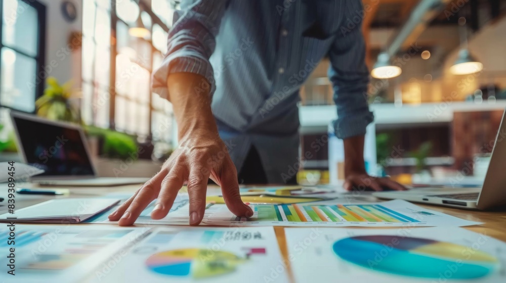 Fototapeta premium An image featuring a business development team strategizing, showcasing professional and collaborative design in a setting of a strategy meeting, emphasizing growth and planning
