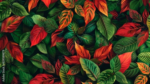 red and green leaves background generative ai