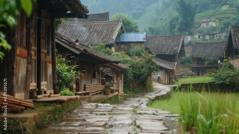 a traveler, showcasing traditional village life in a setting of a quaint rural village, emphasizing cultural immersion and simplicity. a traveler, showcasing traditional village life in a setting of a quaint rural village, emphasizing cultural immersion and simplicity.
