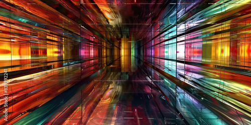 The Mirrored Maze  A seemingly endless hall of reflective surfaces  reflecting the surroundings in a dizzying array of colors