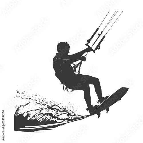 Kitesurfer Silhouette: Action Splash, Water Sport Vector.