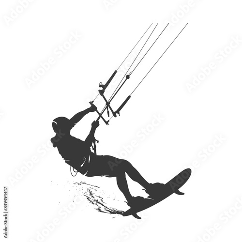 Kitesurfer Silhouette: Dynamic Water Sport Action, Minimalist Design