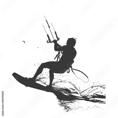 Kitesurfing Silhouette: Adrenaline Splash, Water Sport Adventure.