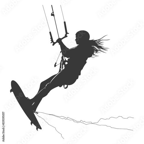Kitesurfer Silhouette: Windy Hair, High Jump, Ocean Spray.