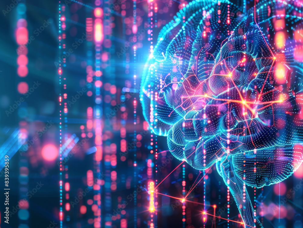 Digital representation of a neural network brain with vibrant, interconnected data points, illustrating advanced AI technology and machine learning.
Artificial Intelligence Neural Network Visualizati Digital representation of a neural network brain with vibrant, interconnected data points, illustrating advanced AI technology and machine learning.
Artificial Intelligence Neural Network Visualizati