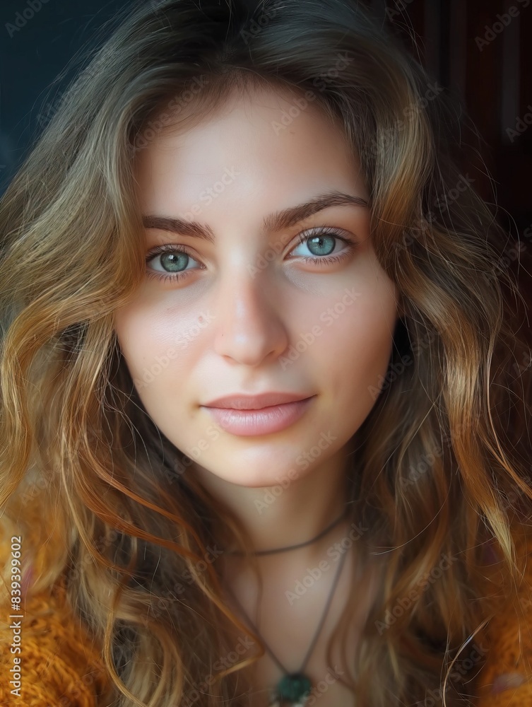 Portrait of Woman with Wavy Hair Portrait of Woman with Wavy Hair