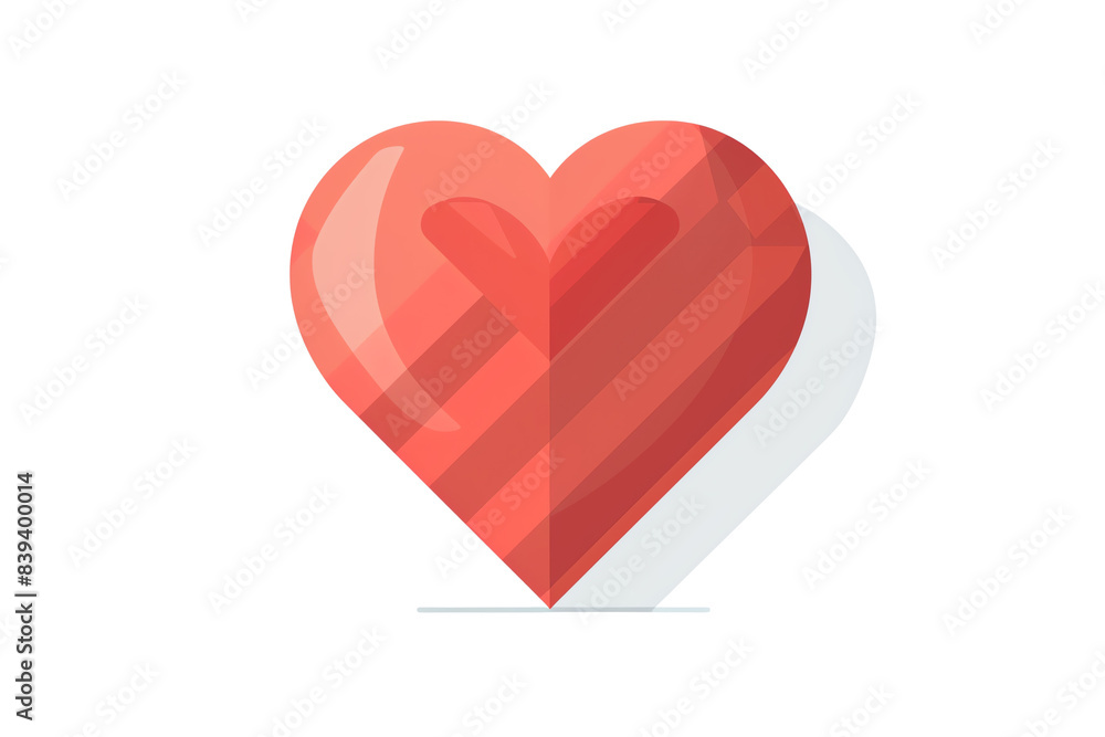 Red glossy heart icon isolated on white background, isolated on white background Red glossy heart icon isolated on white background, isolated on white background