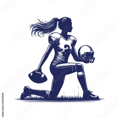 American football player silhouettes Clip art isolated vector illustration on white background